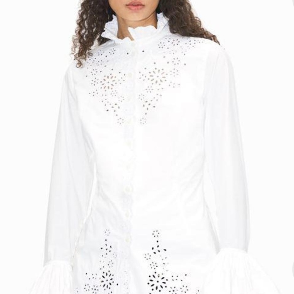 Eyelet Embroidered Poplin Shirt